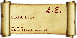 Licht Erik névjegykártya